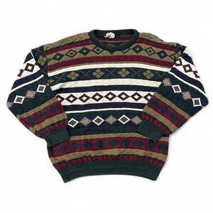80’s Knit with Appeels Bananas Geometric Pattern Crewneck Sweater